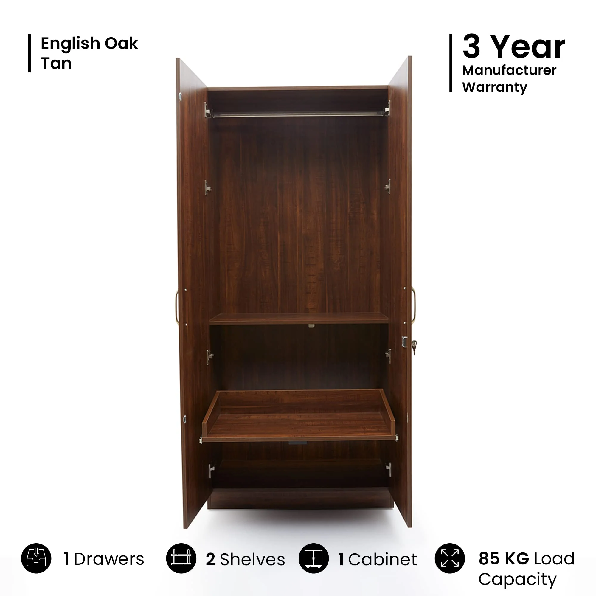 Green Soul Arthur 2-Door Wardrobe - Image 12