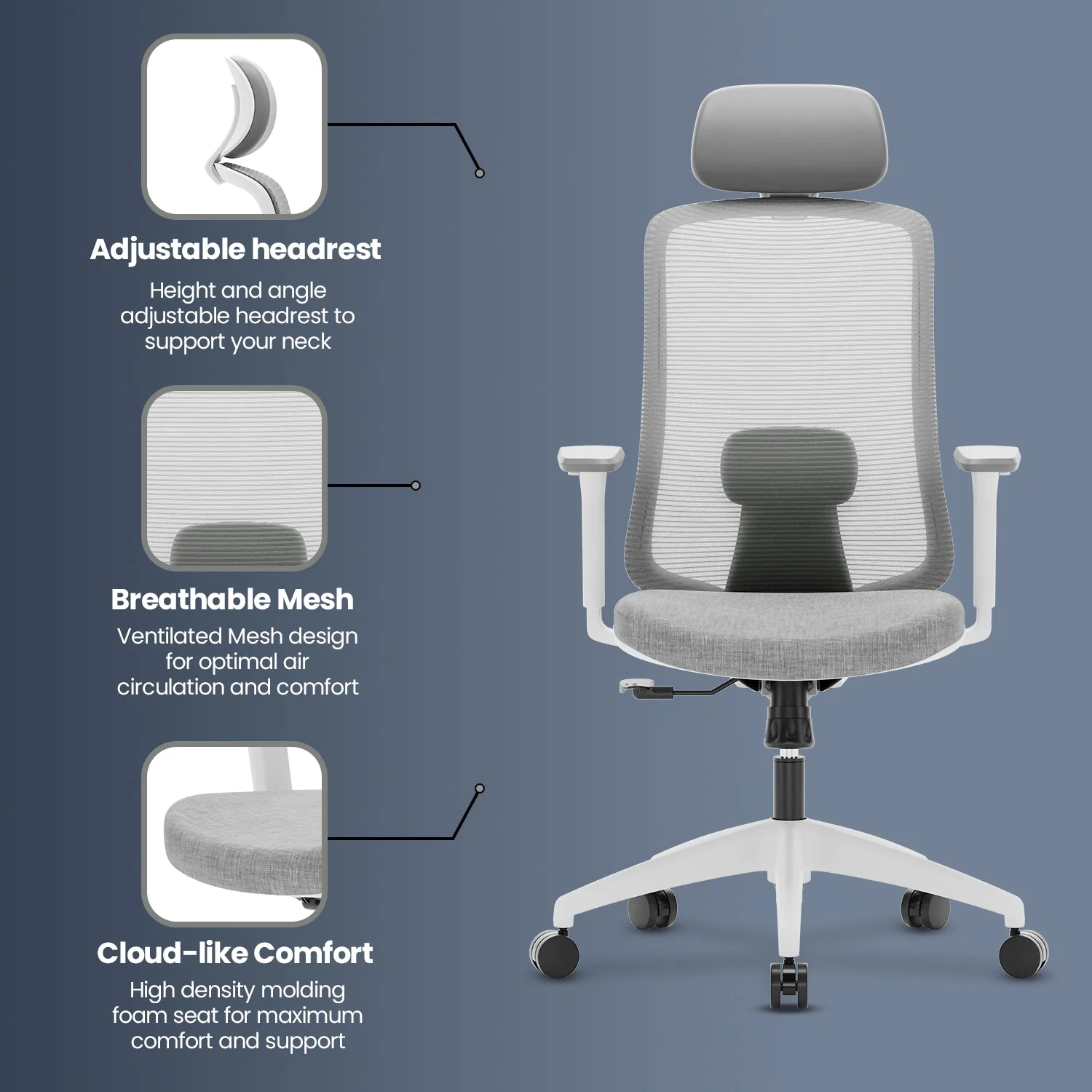Green Soul Renewed Cosmos High Back Premium Office Chair Grey - Image 11