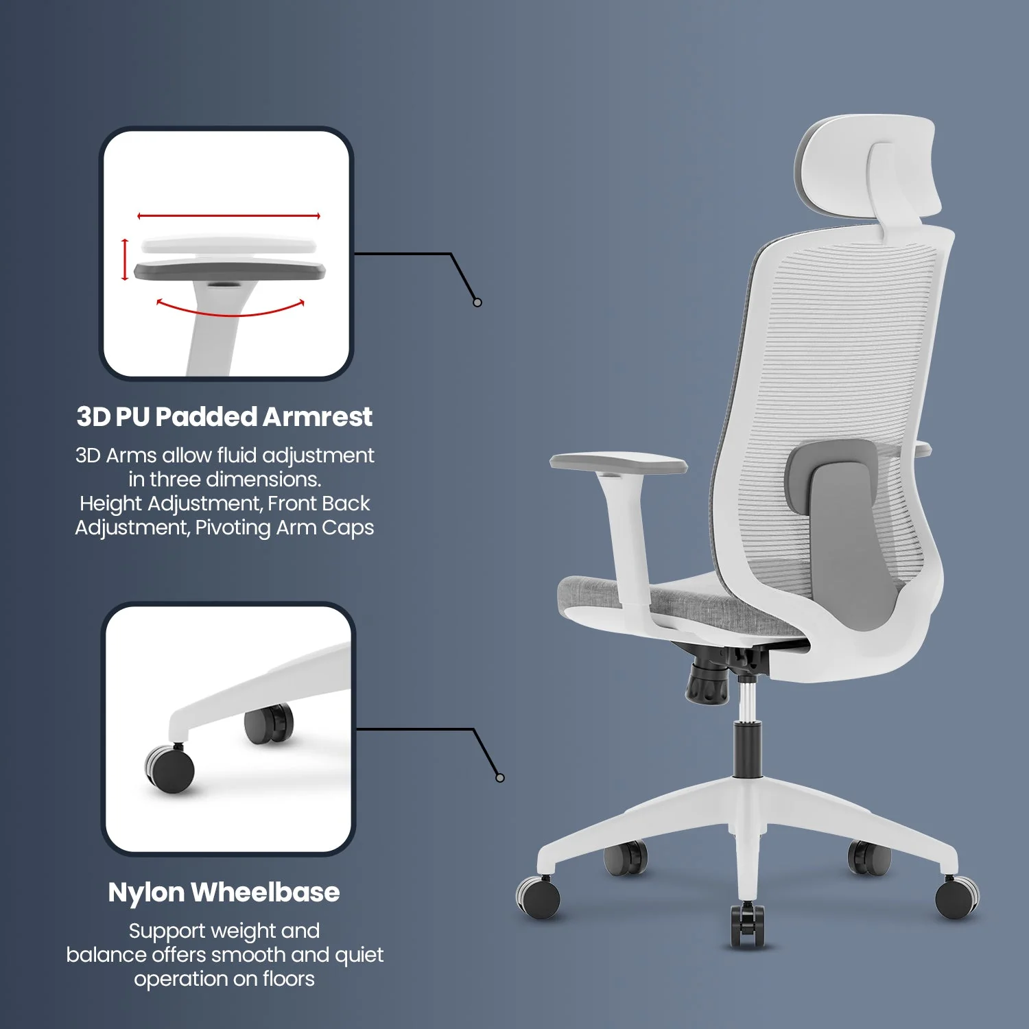 Green Soul Renewed Cosmos High Back Premium Office Chair Grey - Image 13