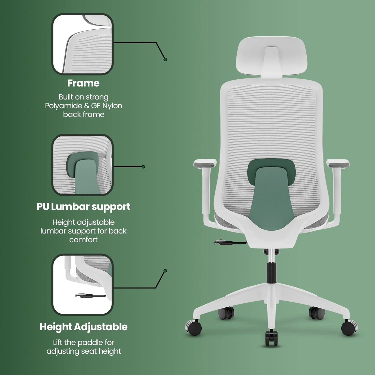 Green Soul Renewed Cosmos High Back Premium Office Chair Grey - Image 6