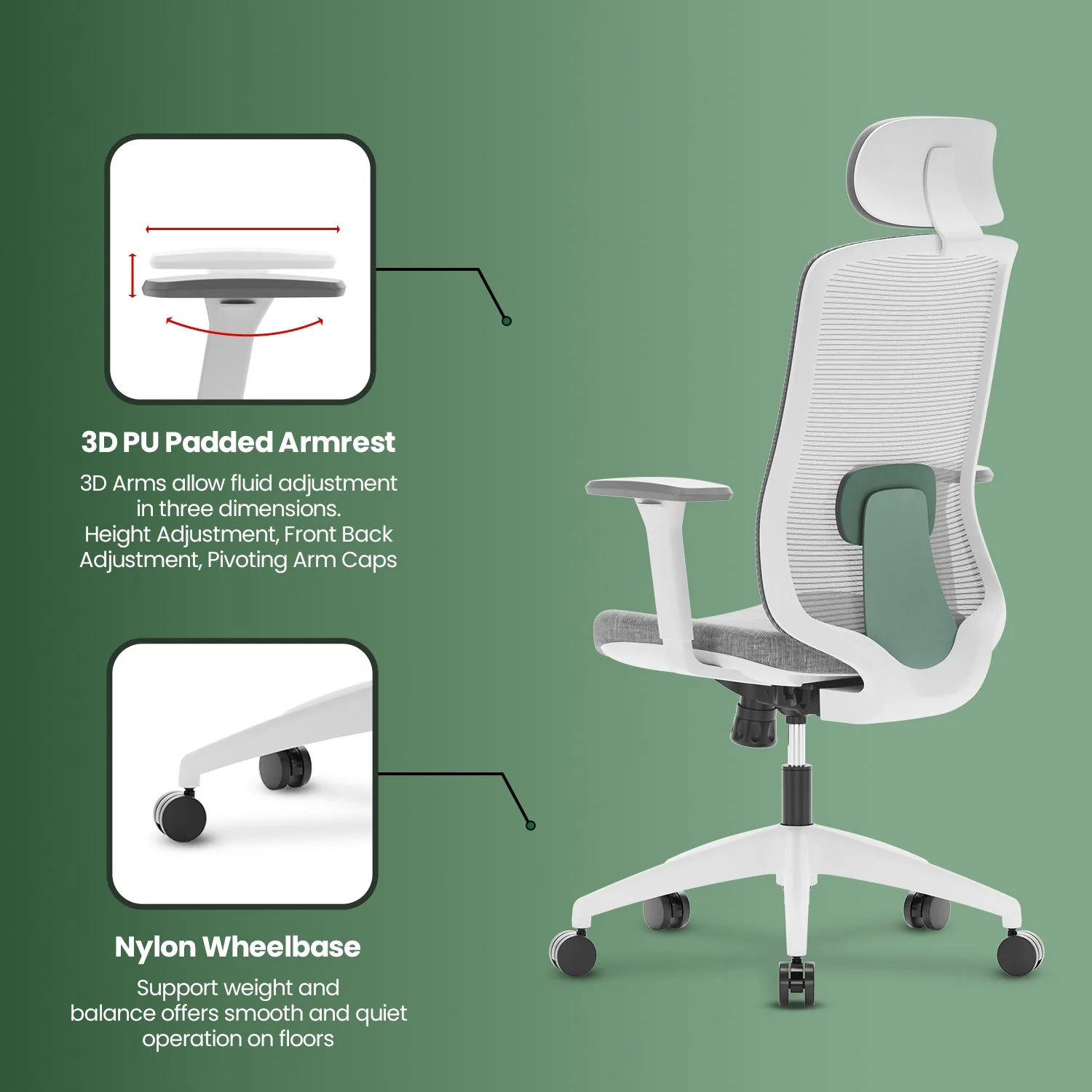 Green Soul Renewed Cosmos High Back Premium Office Chair Grey - Image 7