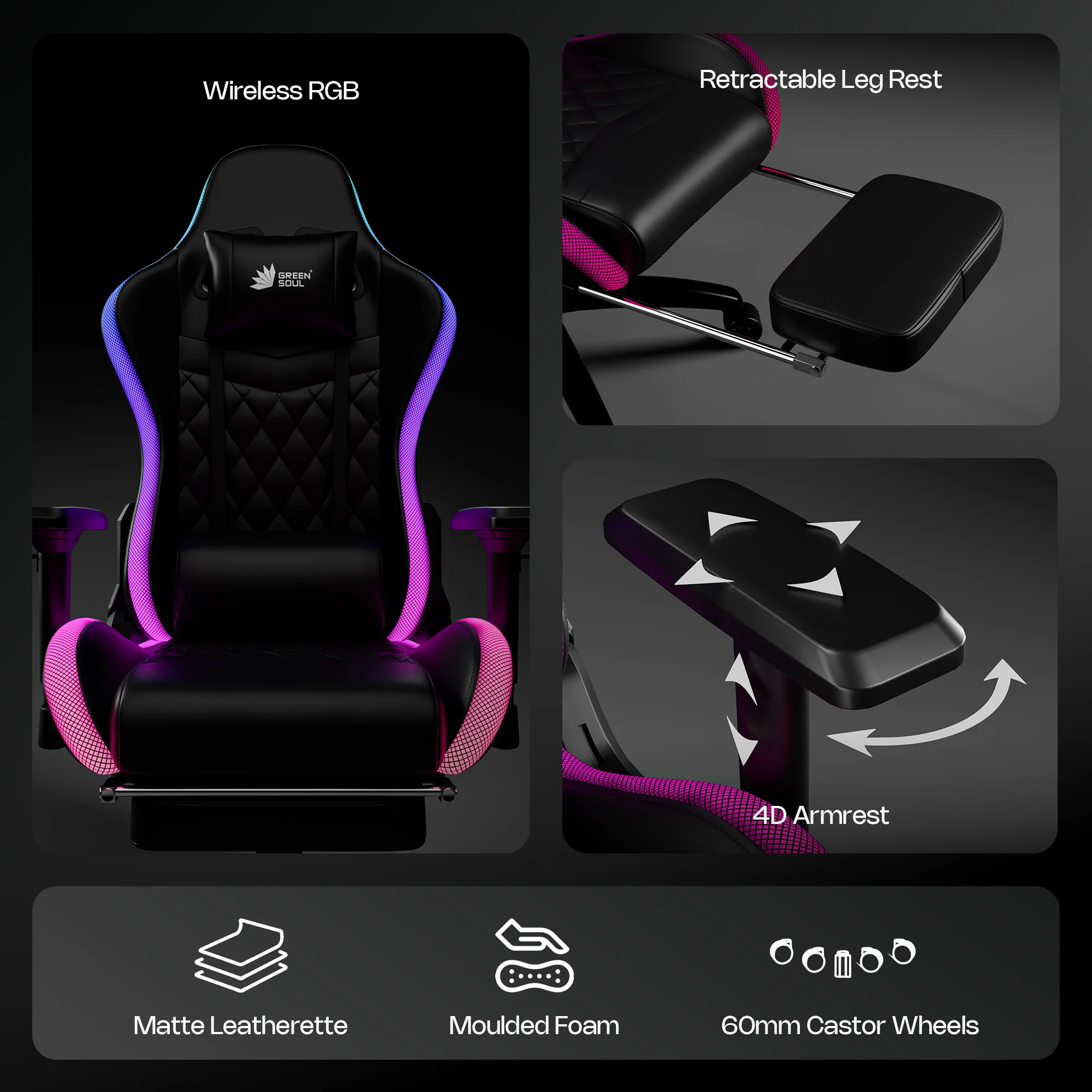 Green Soul Ghost RGB Ergonomic Gaming chair - Image 32